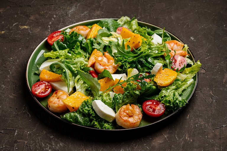 Ю Салат с креветкой и тыквой